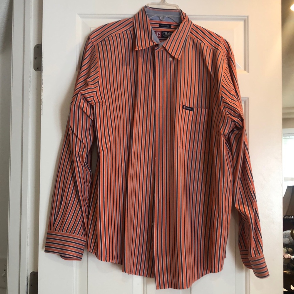 Chaps Men’s Button Down Stripped Long Sleeved Dress Shirt